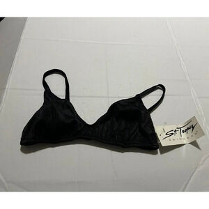 St. Tropez Swim Bikini Top Black Size 7/8 NWT